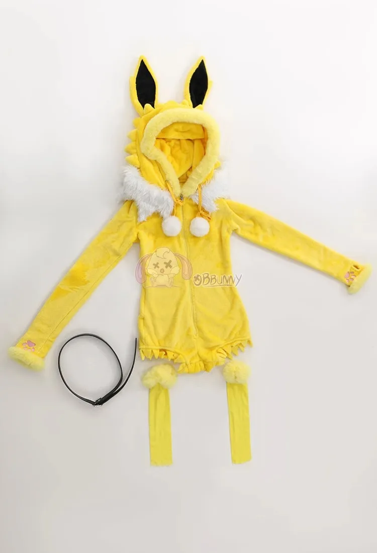 Anime Cosplay Bunny - Sexy Deep V Hooded Bodysuit Socks