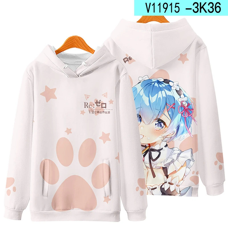 3D Re Zero Cosplay Hoodie Anim - Cosplay Anime Basic 评论和价格